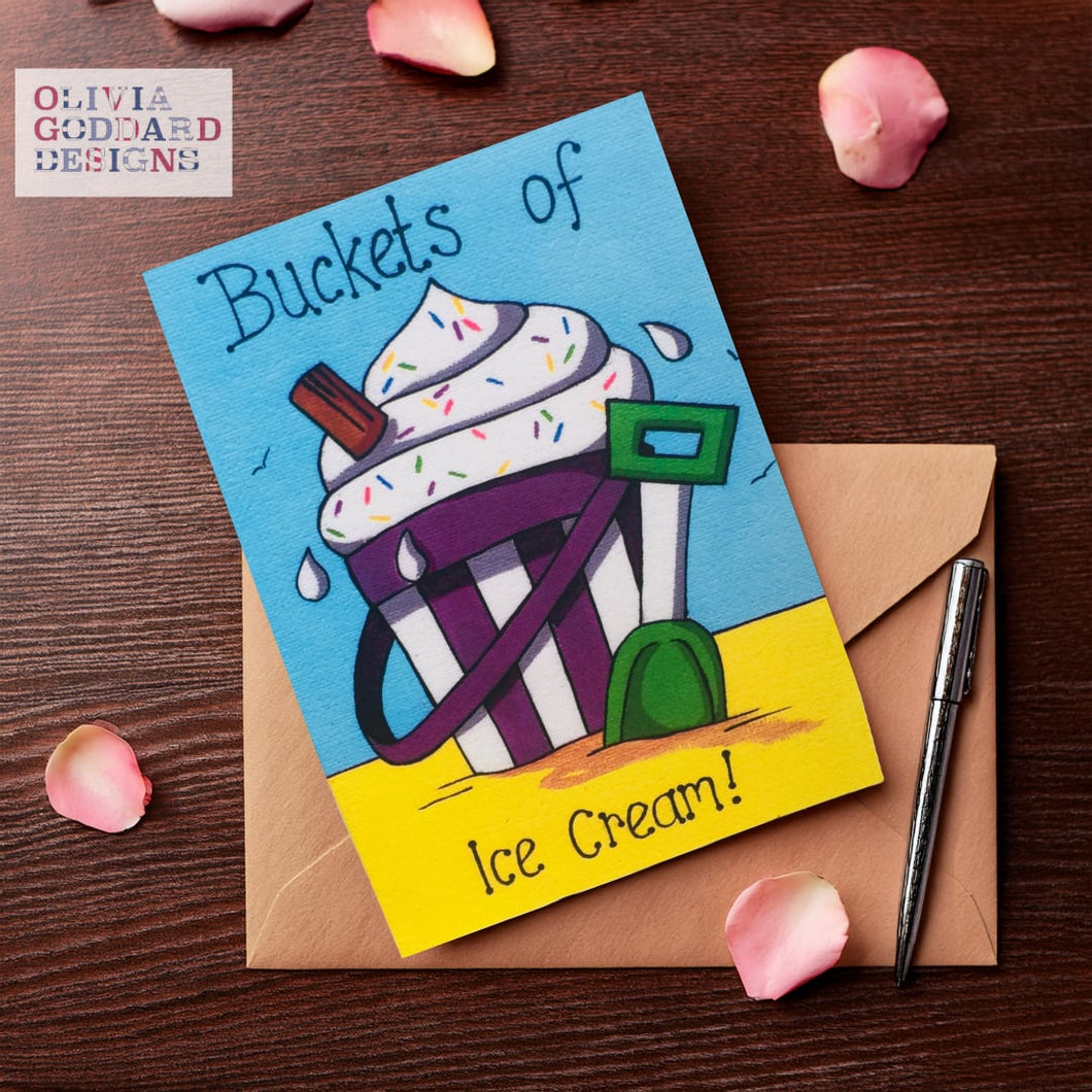 Buckets of Ice Cream Greetings Card