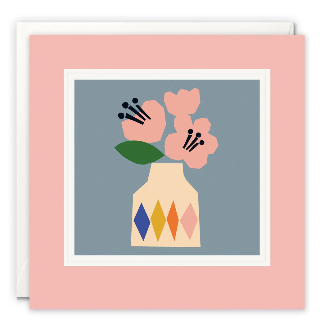 Pink Flowers Greetings Card